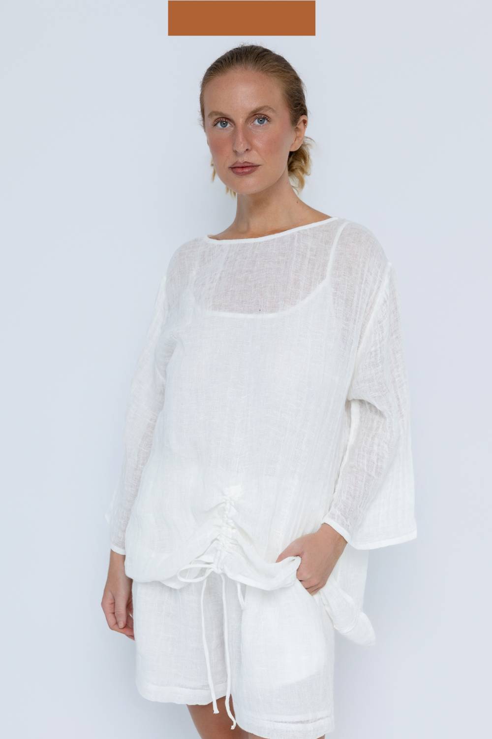 Margot Reversible Linen Top - Off White