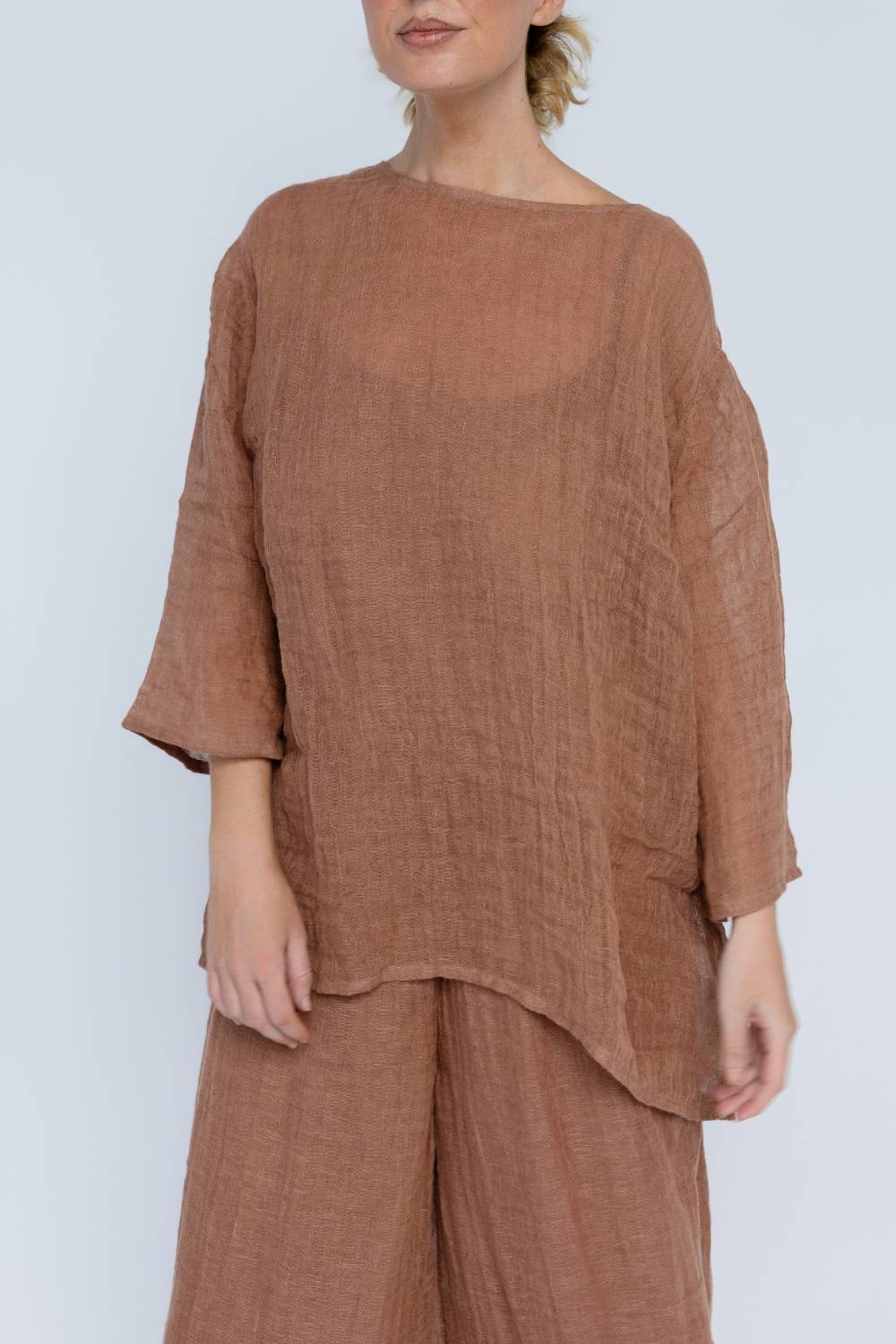 Margot Reversible Linen Top - Clay