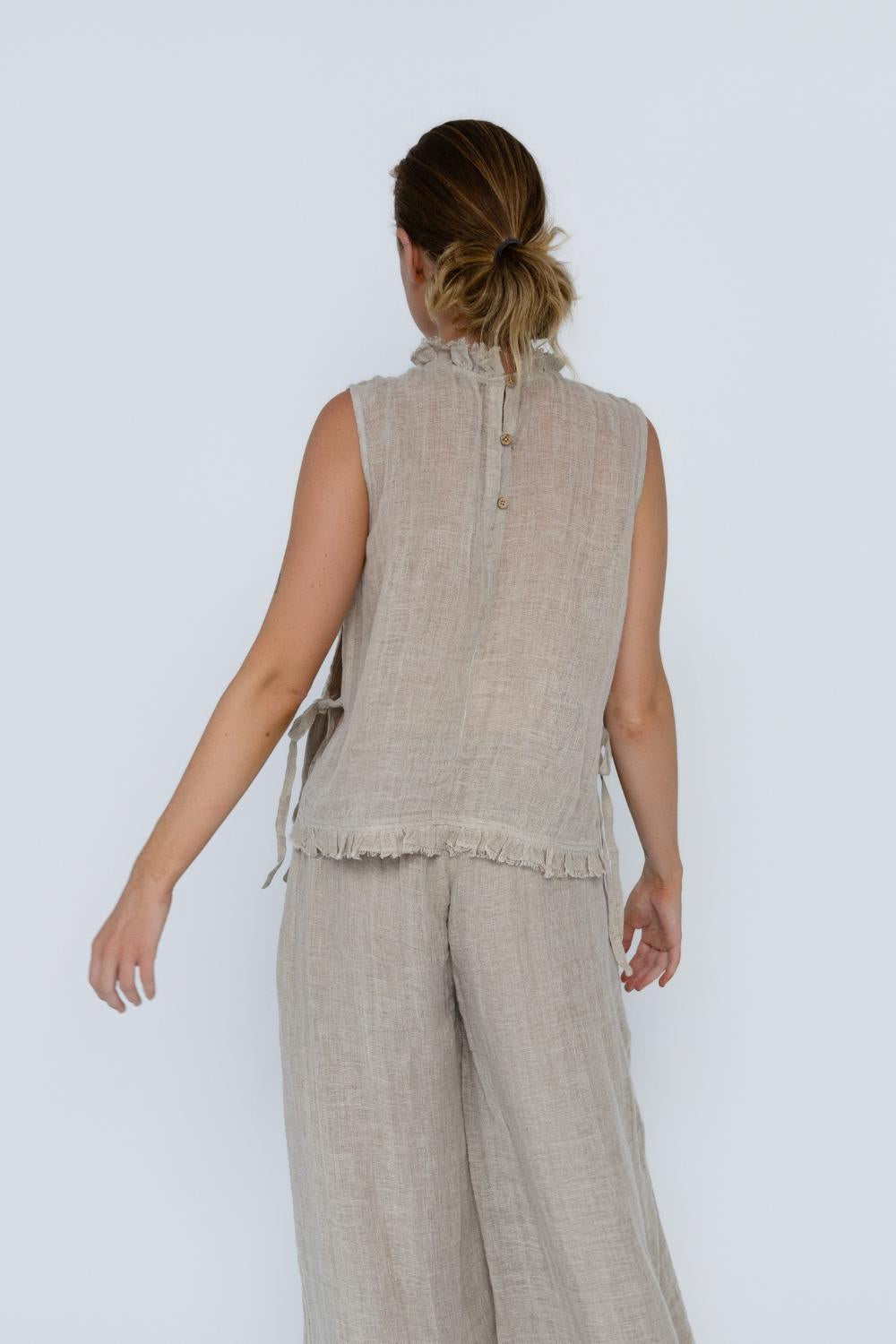 Nadia Linen Top - Natural