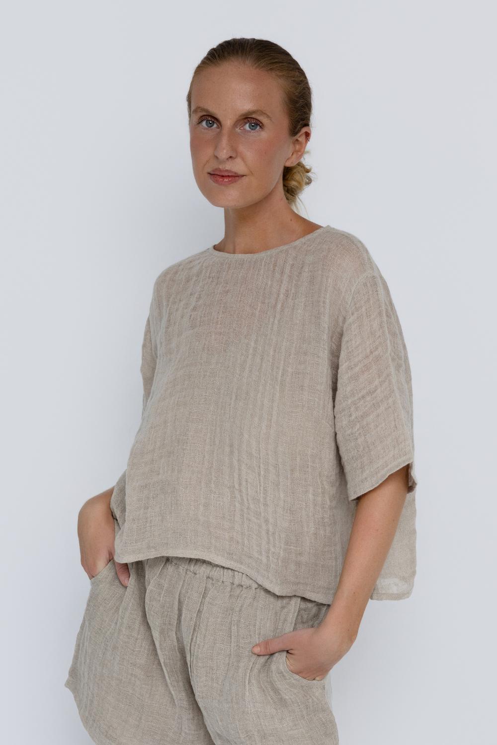 Olivia Linen Top - Natural