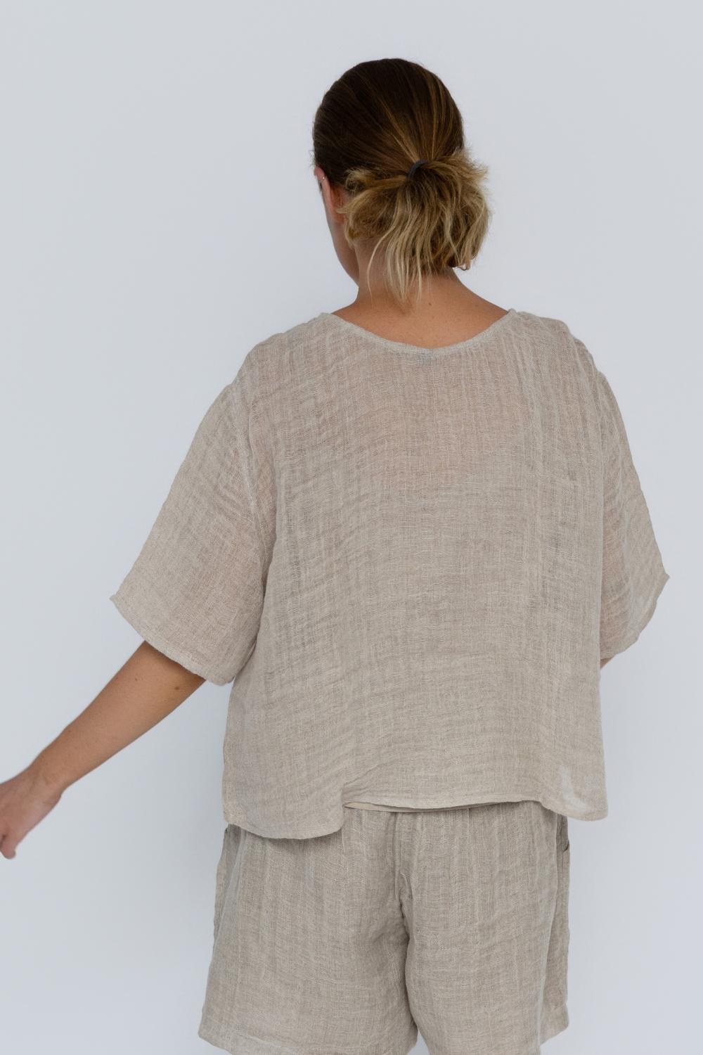 Olivia Linen Top - Natural