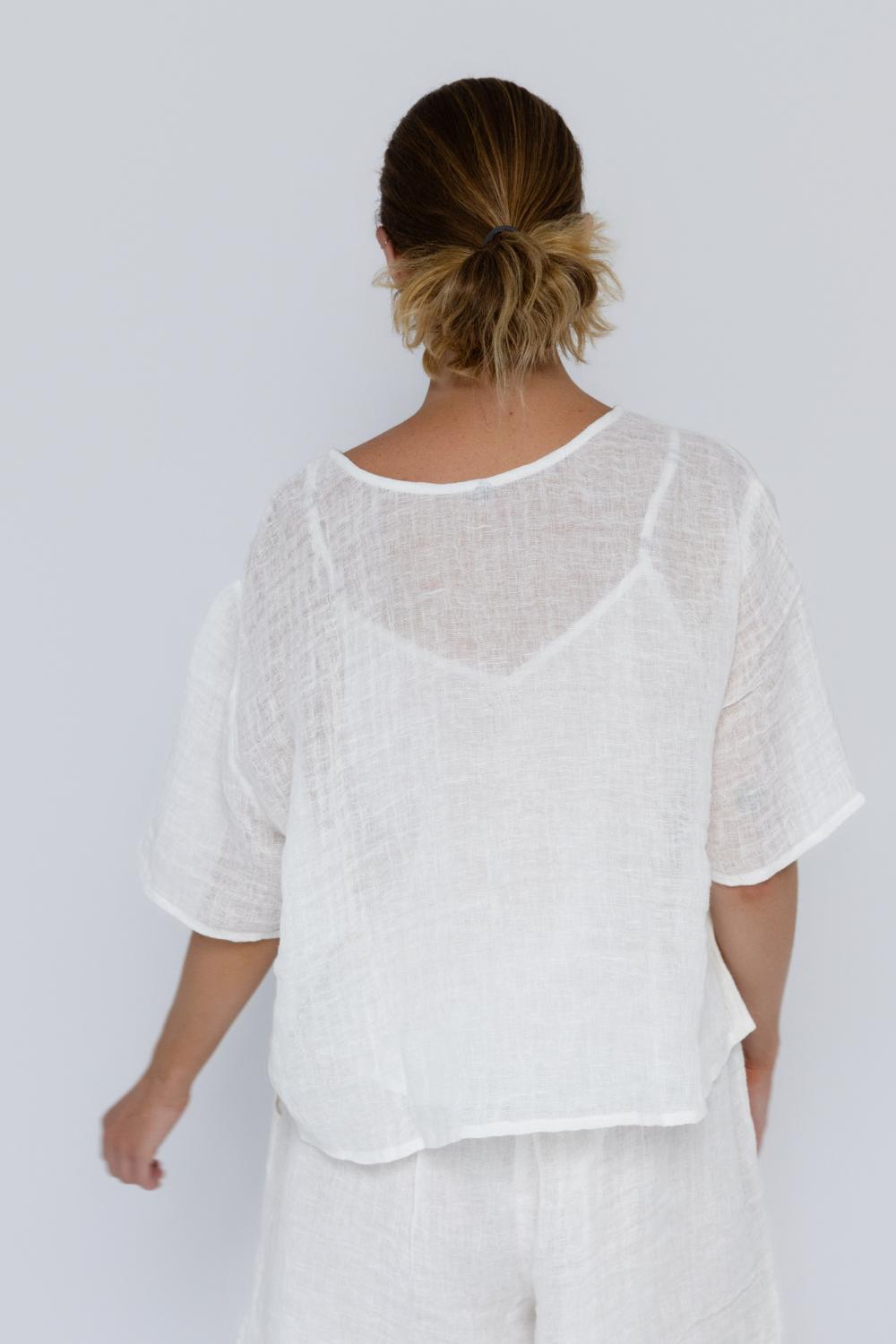 Olivia Linen Top - Off White