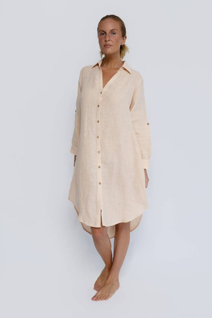 Fundamental Linen Shirt Dress - Blush