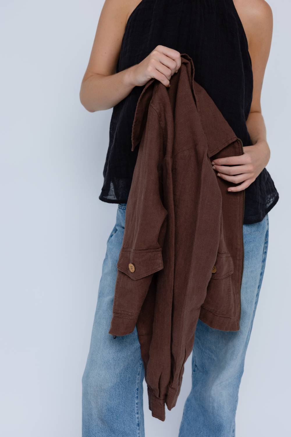Lynlas Linen Jacket - Chocolate