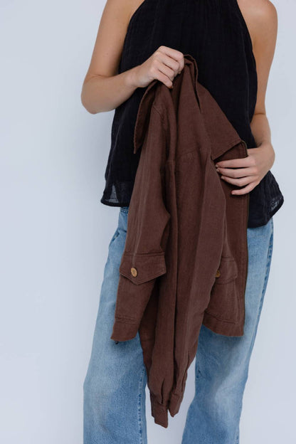 Lynlas Linen Jacket - Chocolate