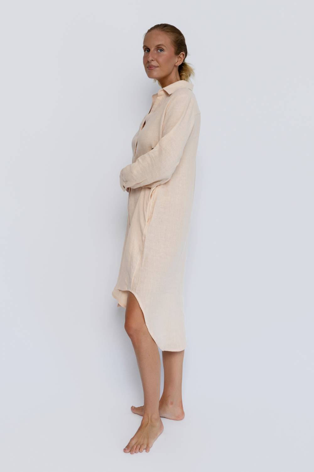 Fundamental Linen Shirt Dress - Blush