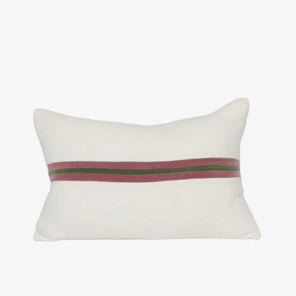 Ribbon Cushion - White/Burgundy/Green