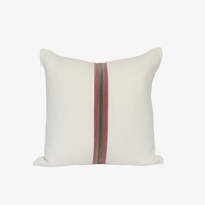Ribbon Cushion - White/Burgundy/Green
