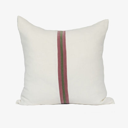 Ribbon Cushion - White/Burgundy/Green