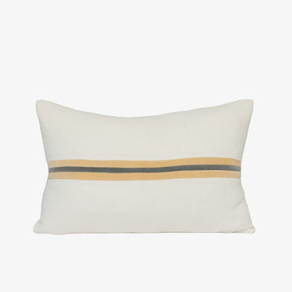 Ribbon Cushion - White/Butter/Grey