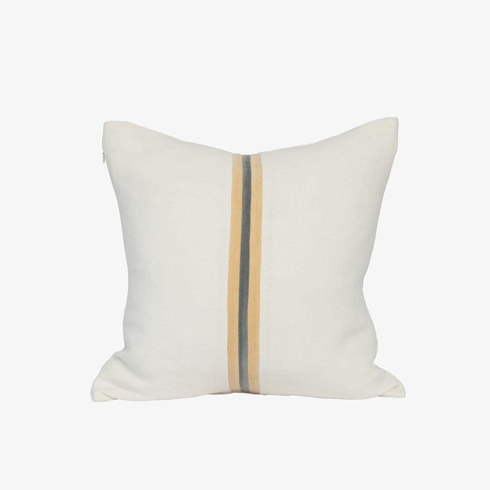 Ribbon Cushion - White/Butter/Grey