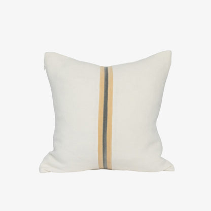 Ribbon Cushion - White/Butter/Grey