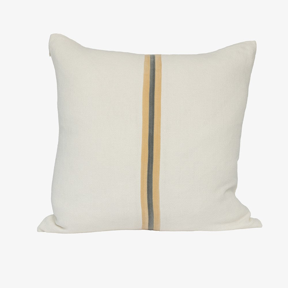 Ribbon Cushion - White/Butter/Grey