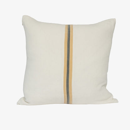 Ribbon Cushion - White/Butter/Grey