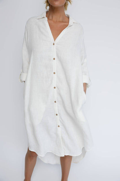 Fundamental Linen Shirt Dress - Off White