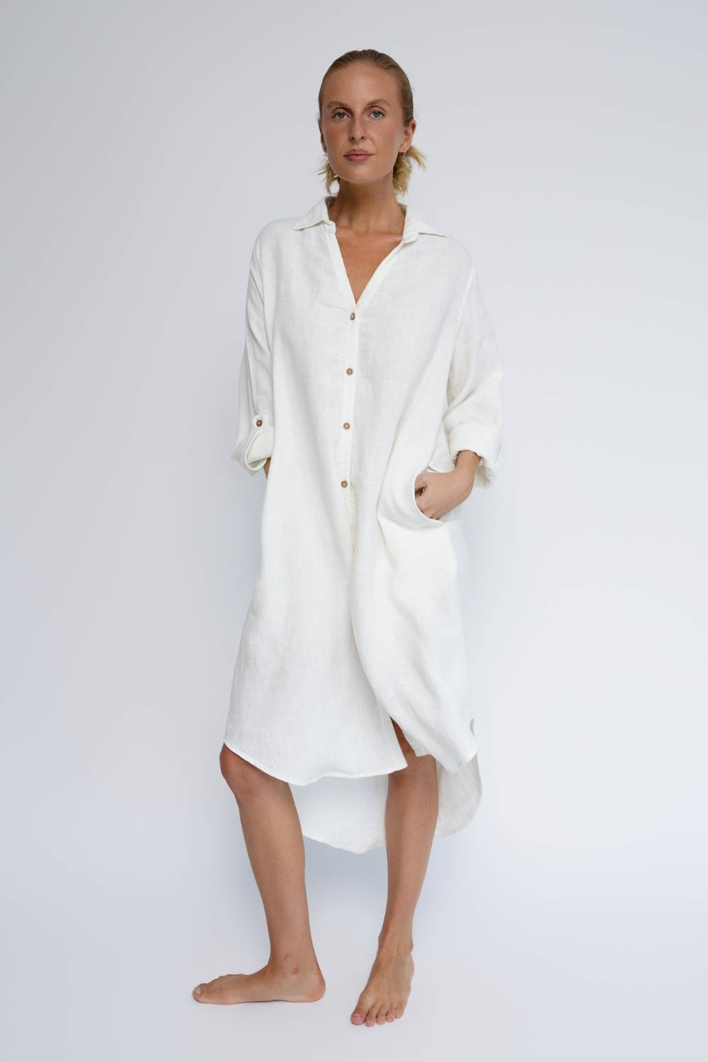 Fundamental Linen Shirt Dress - Off White