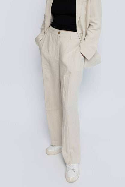 Tailored Linen Pants - Natural