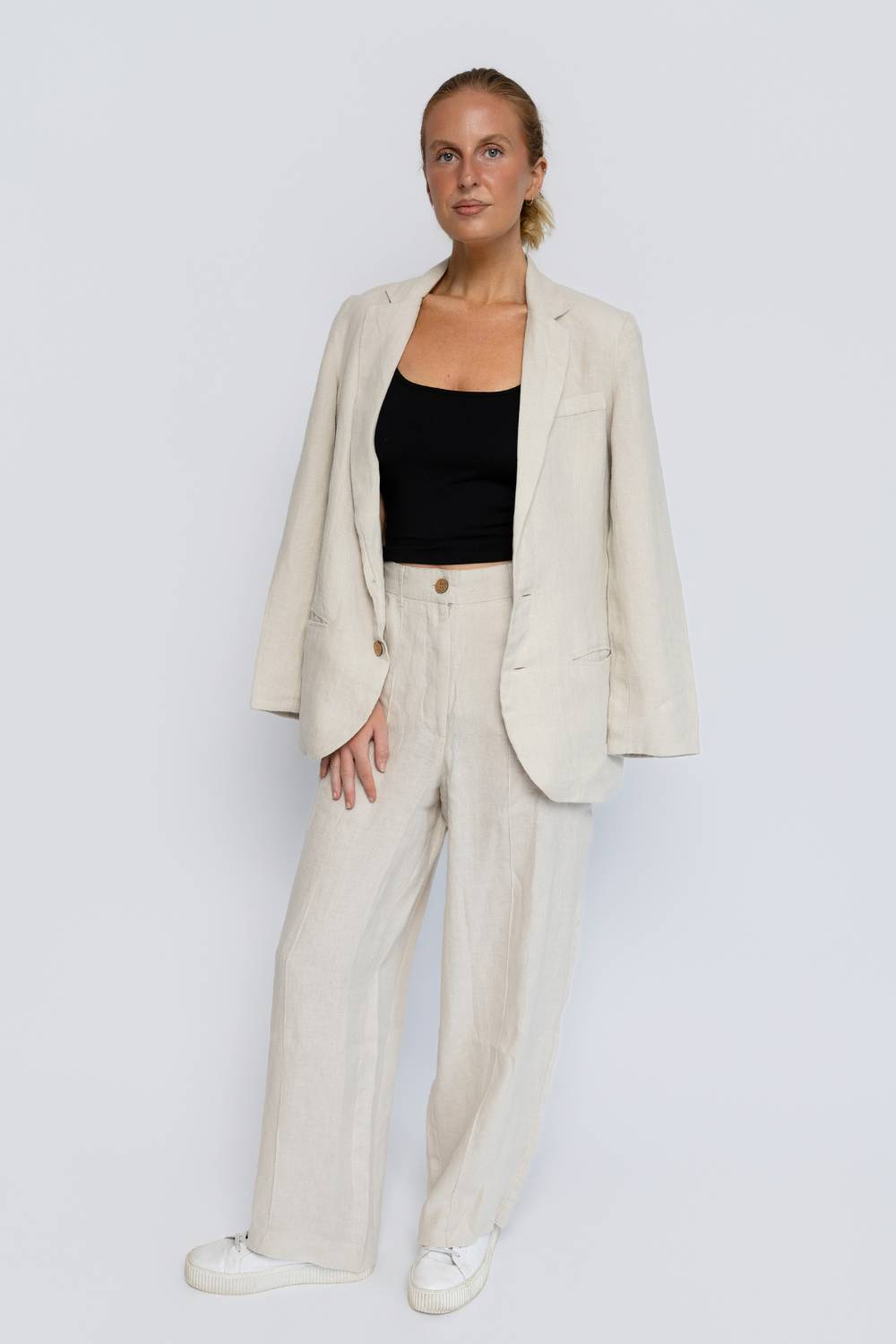 Tailored Linen Pants - Natural
