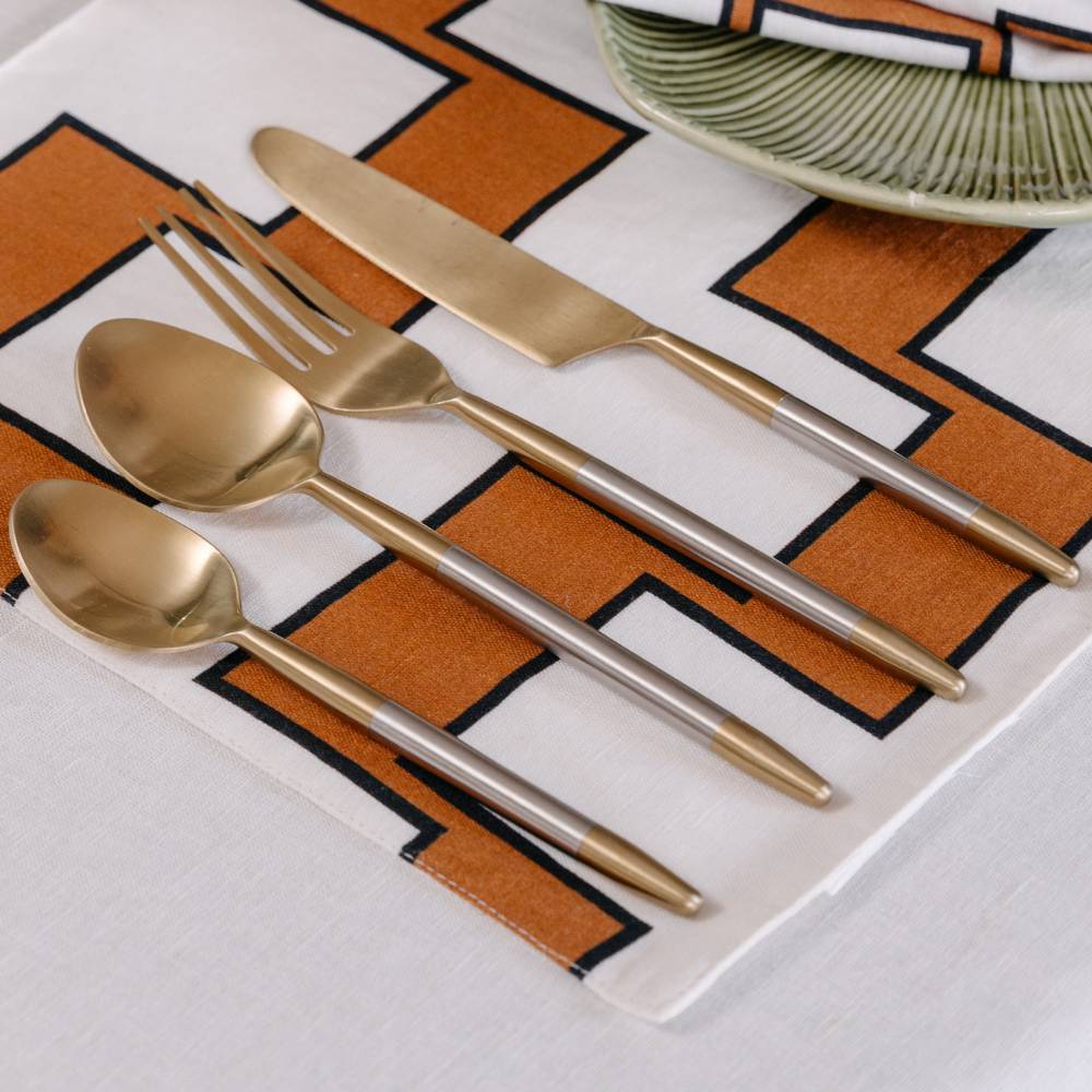 Brasserie 4 Piece 2-Tone Cutlery Set - Champagne Gold/Silver