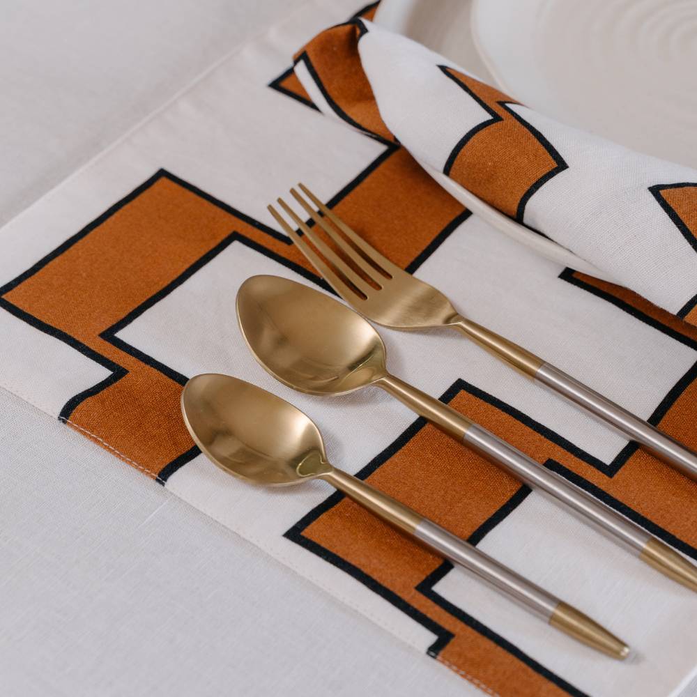 Astor Placemat Set of 2 - Ivory/Nutmeg