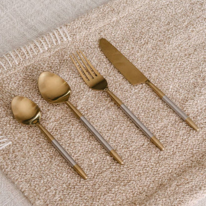 Brasserie 4 Piece 2-Tone Cutlery Set - Champagne Gold/Silver