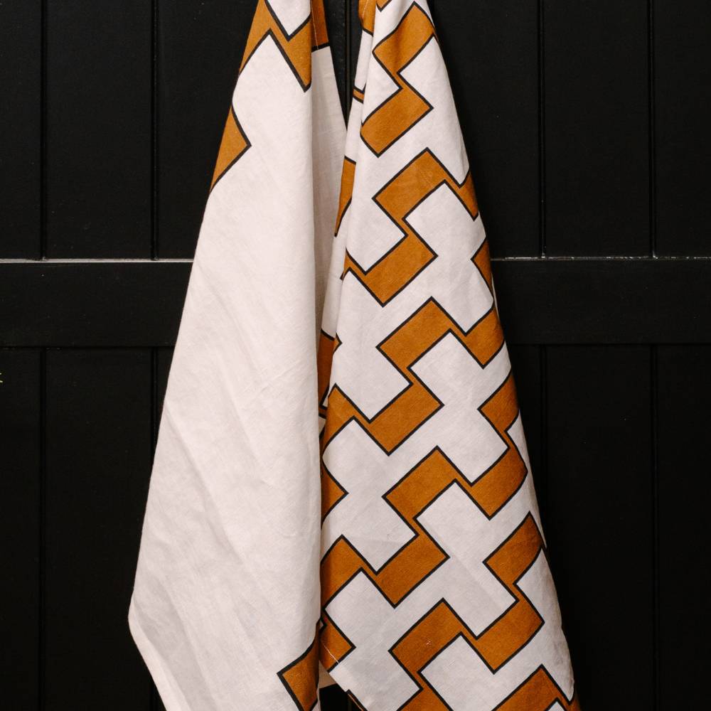 Astor Tea Towel Set of 2 - Ivory/Nutmeg