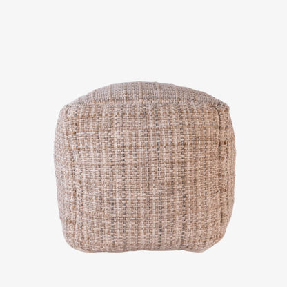 Textured beige ottoman on a white background