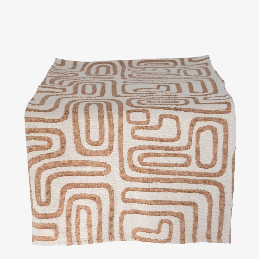Wander Table Runner - White/Nutmeg