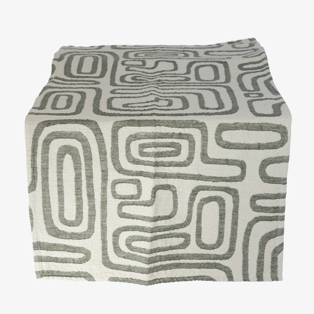 Wander Table Runner - White/Pistachio