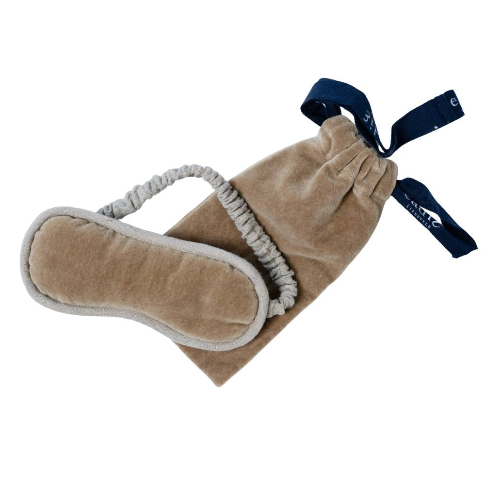 Evelyn Velvet Eye Mask with Velvet Bag - Natural