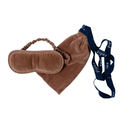 Evelyn Velvet Eye Mask with Velvet Bag - Clay