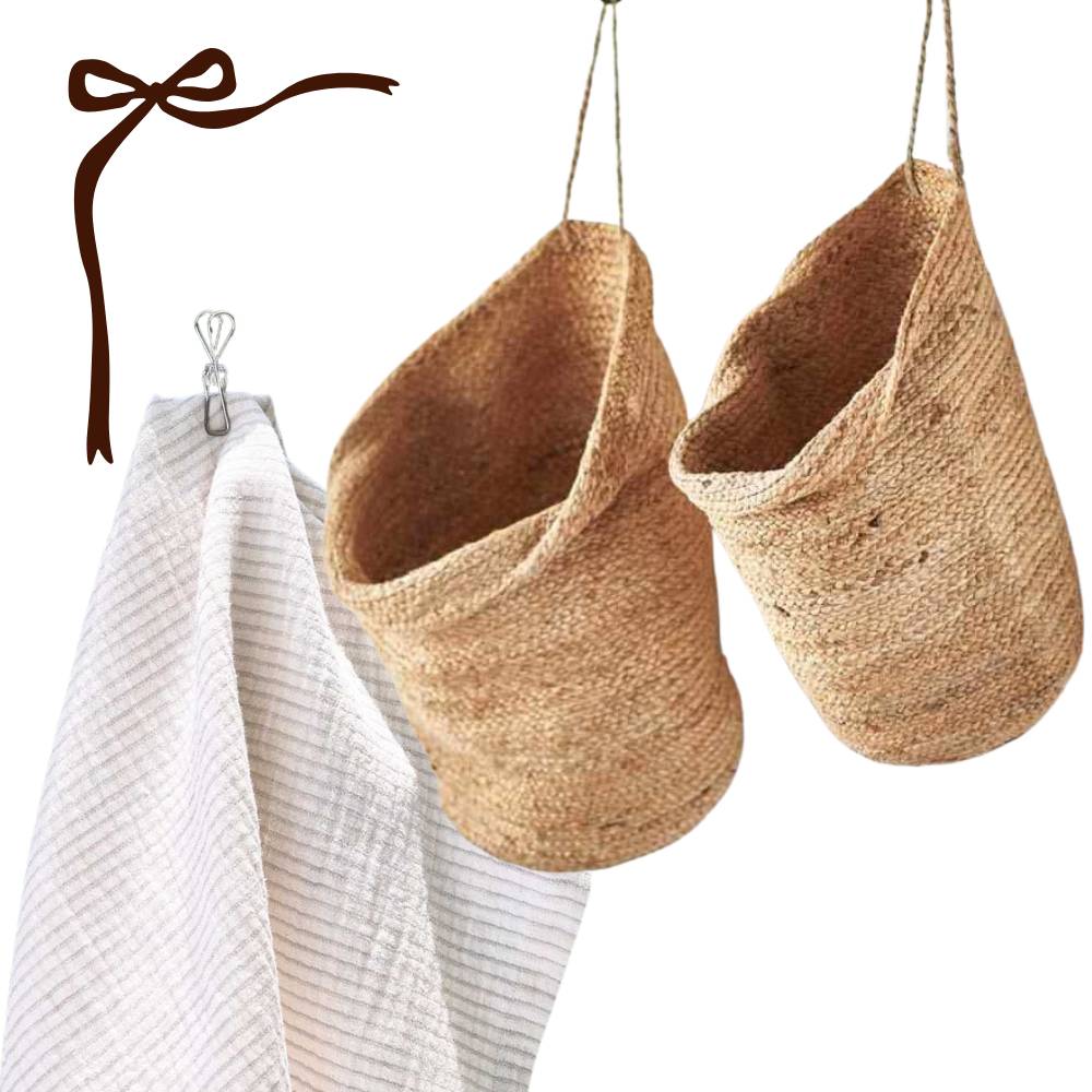 Handwoven Hanging Sacks & Marina Tea Towel Set