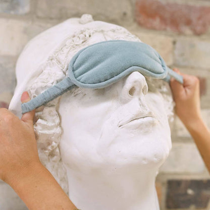 Evelyn Velvet Eye Mask with Velvet Bag - Sky