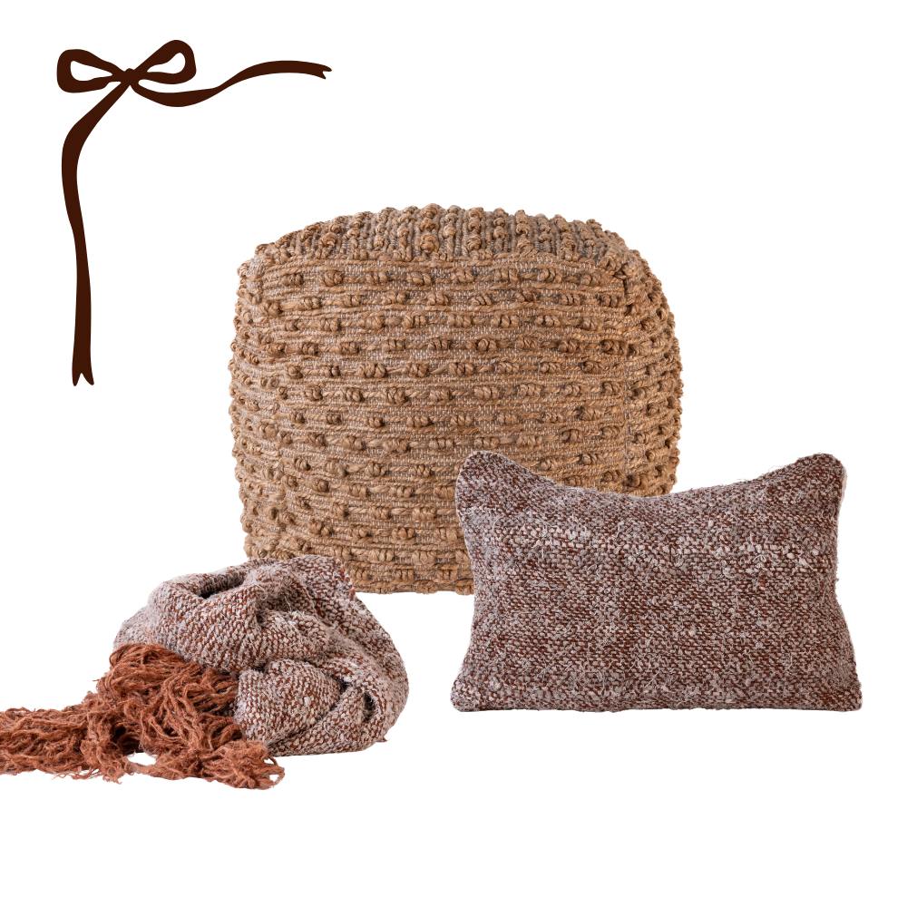 Wabi Rust Cushion & Throw & The Robe Cube