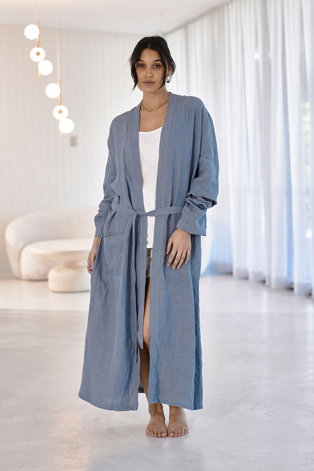 Fundamental Linen Robe - Blue