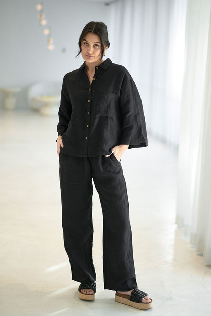 Fundamental Linen Shirt - Black 