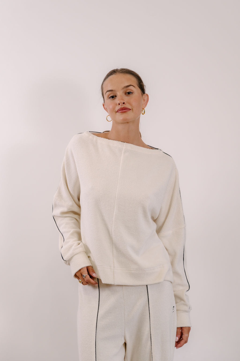 Empire Elevated Crew - White with Black Piping