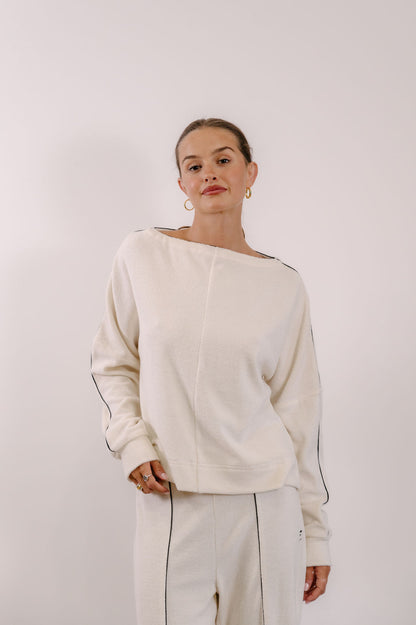 Empire Elevated Crew - White with Black Piping