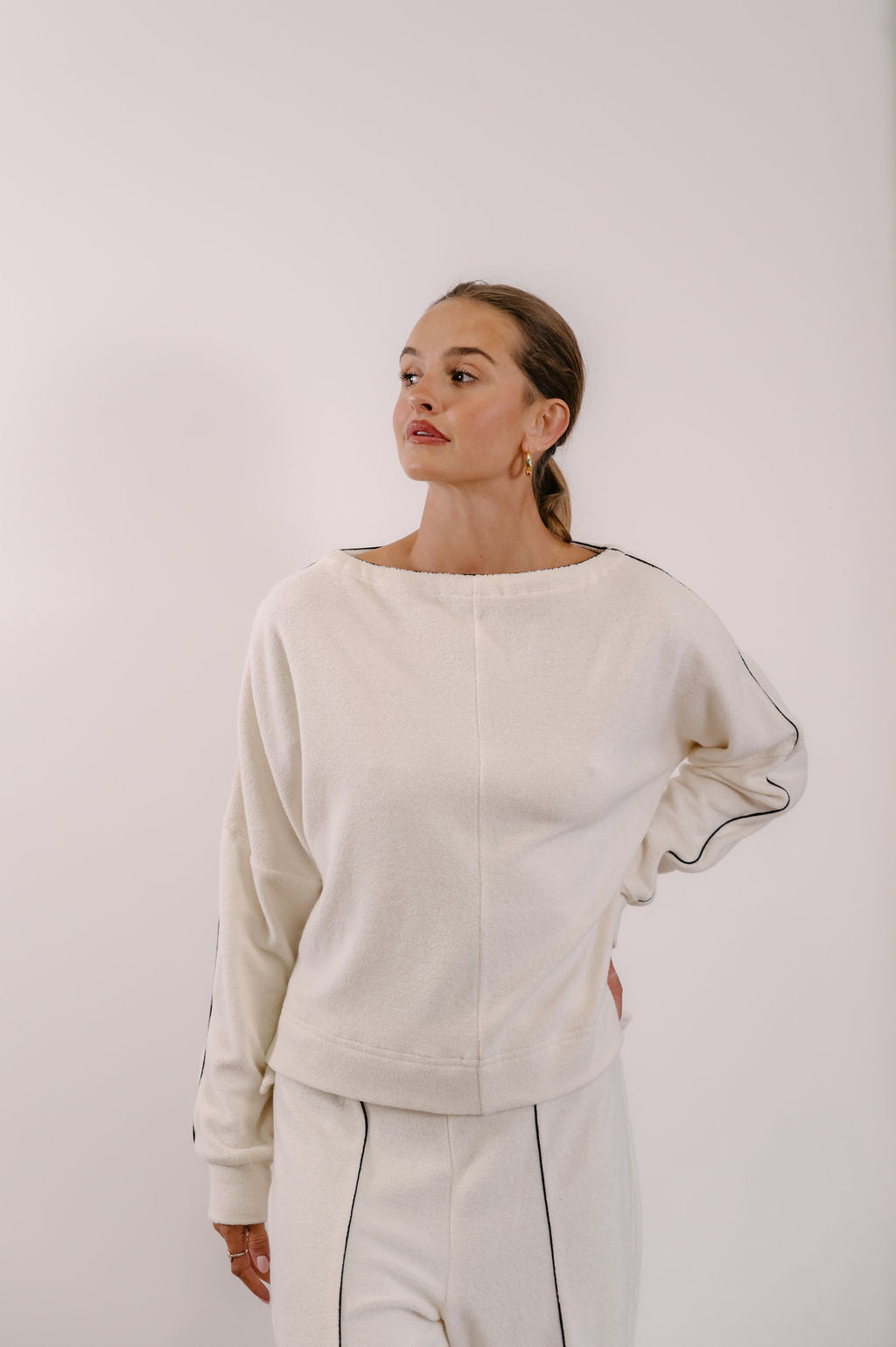 Empire Elevated Crew - White with Black Piping