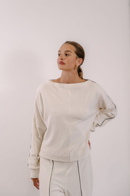 Empire Elevated Crew - White with Black Piping