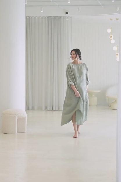The Malle Linen Dress - Pistachio
