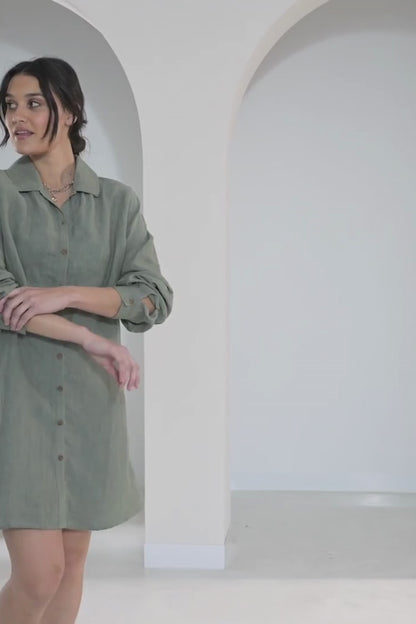Fundamental Linen Shirt Dress - Pistachio 