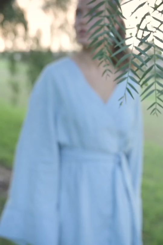 Frida Linen Dress - Soft Blue