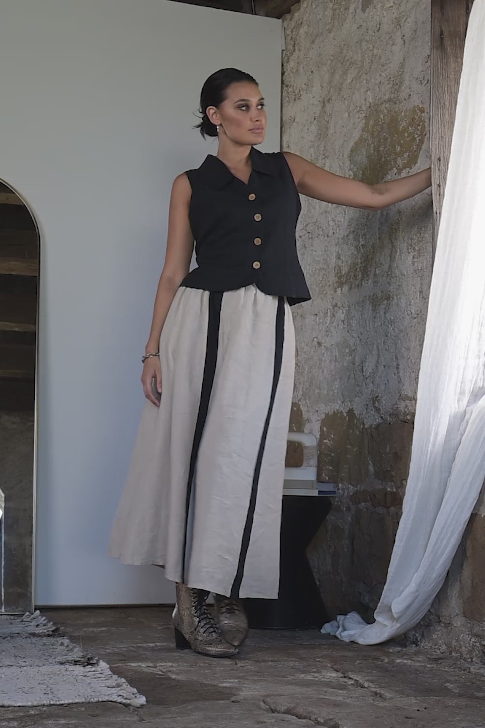 Marco Linen Skirt - Natural