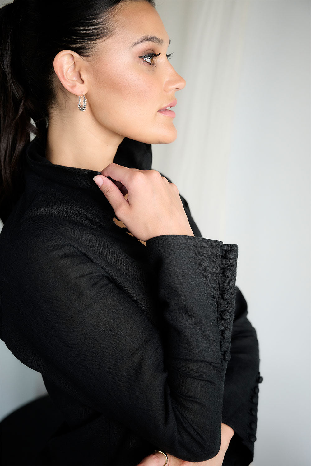 Alexa Black Linen Blouse Eadie Lifestyle - Main Image