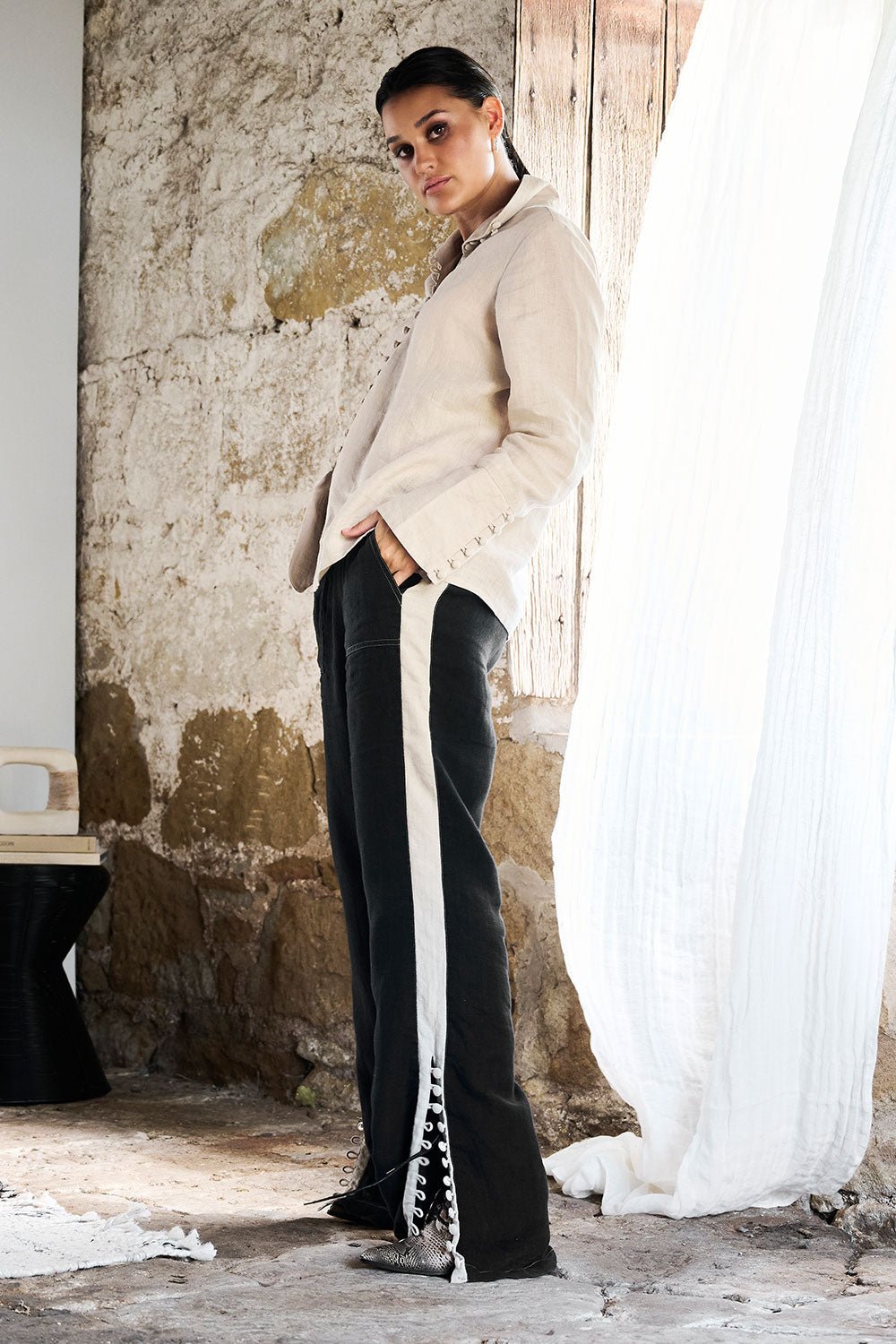 Alexa Linen Pant - Black - Eadie Lifestyle