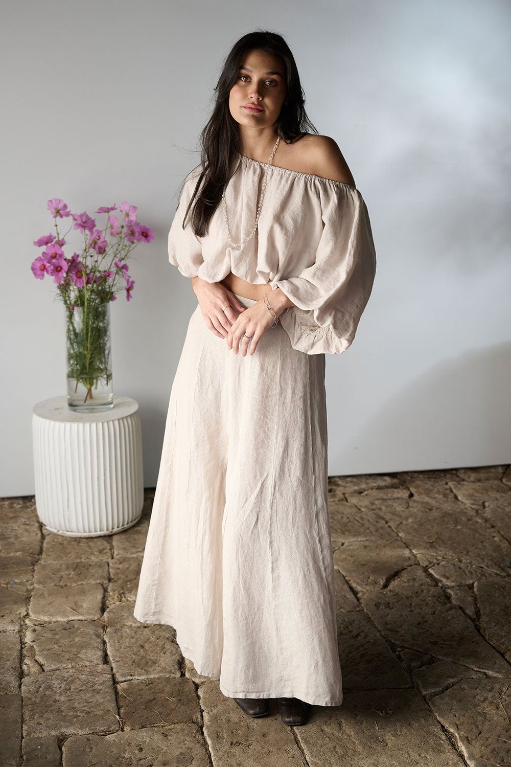 Amalfi Linen Maxi Skirt - Natural - Eadie Lifestyle