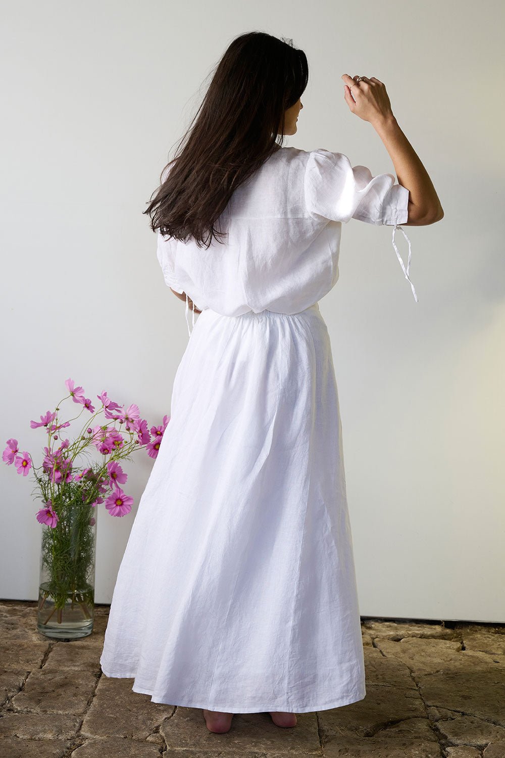 Amalfi Linen Maxi Skirt - White - Eadie Lifestyle