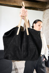 Andie Suede Tote Bag - Black - Eadie Lifestyle