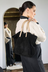 Andie Suede Tote Bag - Black - Eadie Lifestyle